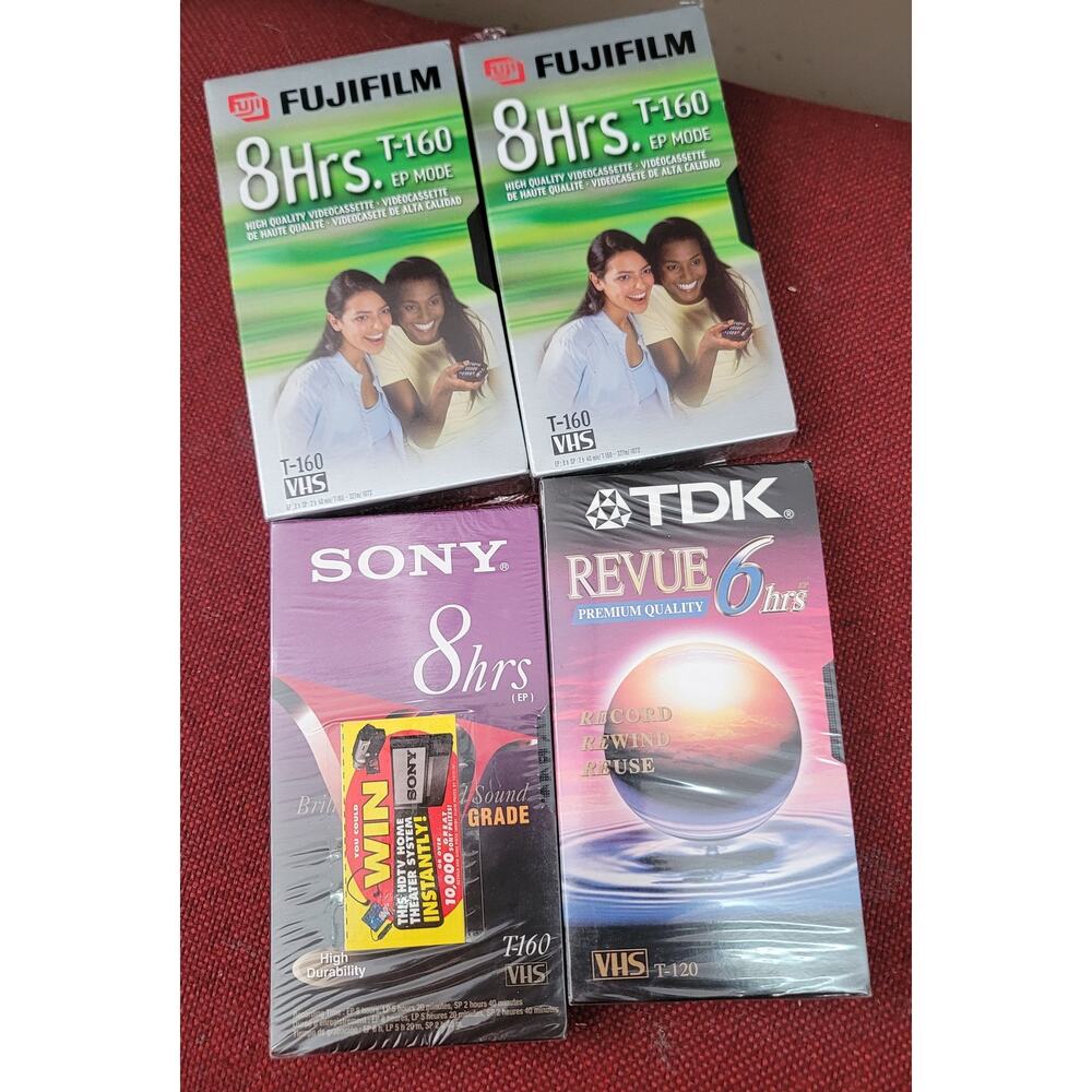 Fujifilm TDK Sony mixed lot 4 factory seal VHS Cassette tapes blank NEW 30 Hours